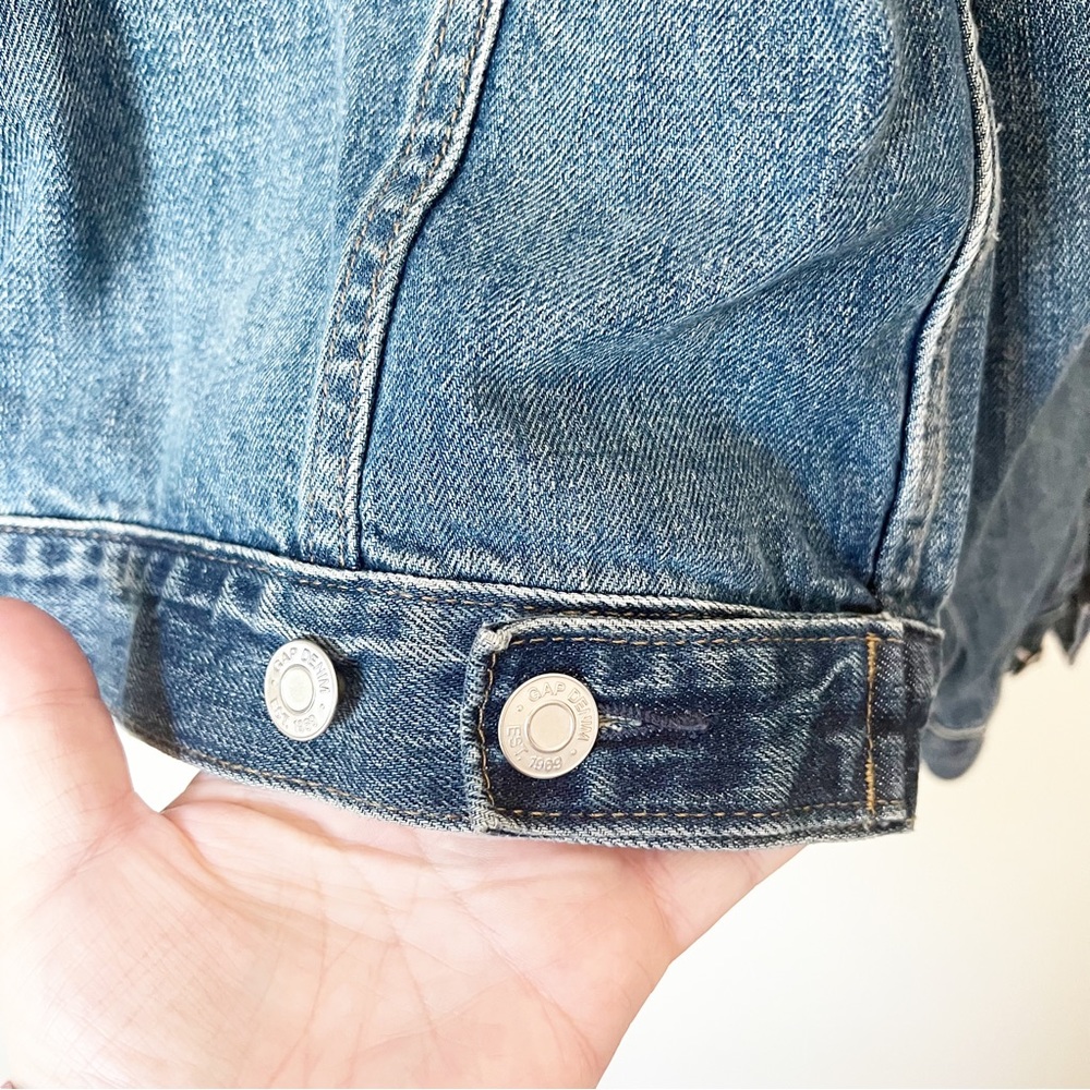 GAP Icon Denim Jean Trucker Jacket Medium Saddle Blue Wash XS - Picture 9 of 11